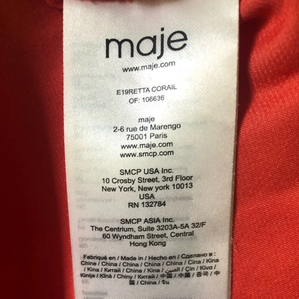 Maje Coral Wrap High-Low Midi Dress with Tie Waist. Size 1 ( S ) - Picture 11 of 12